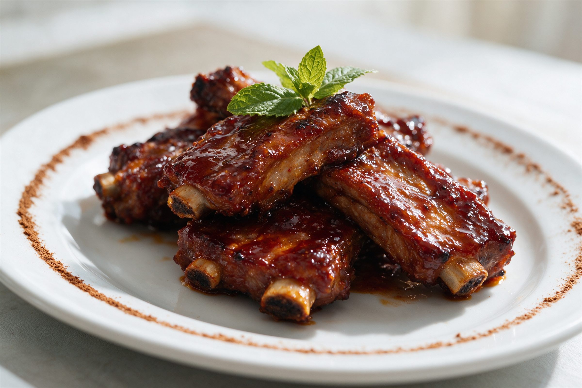 Carne a la parrilla, costillas en salsa roja
